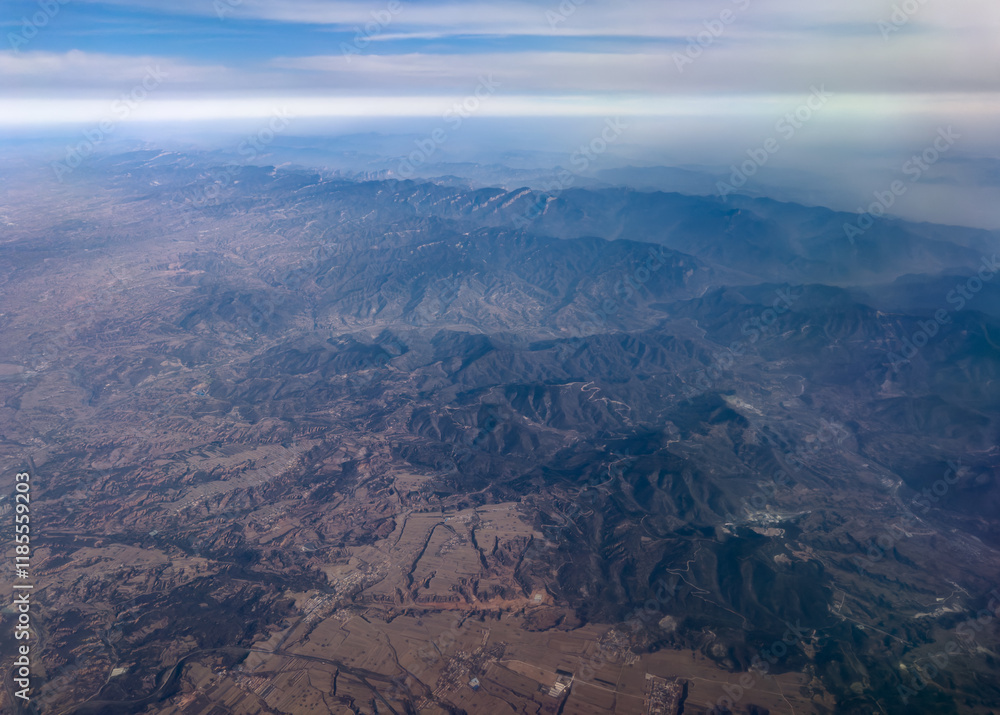 Aerial view of Taihang Mountain Range in Shanxi, China. Aerial view of Taihang Mountain Range in Shanxi, China.