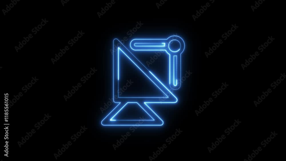 Satellite digital technology blue neon animation Satellite digital technology blue neon animation