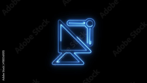 Satellite digital technology blue neon animation