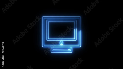 Computer digital technology blue neon animation