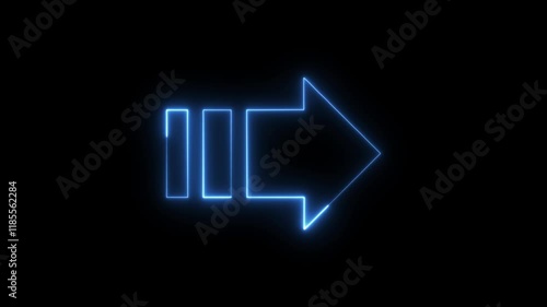 Right Arrow digital technology blue neon animation