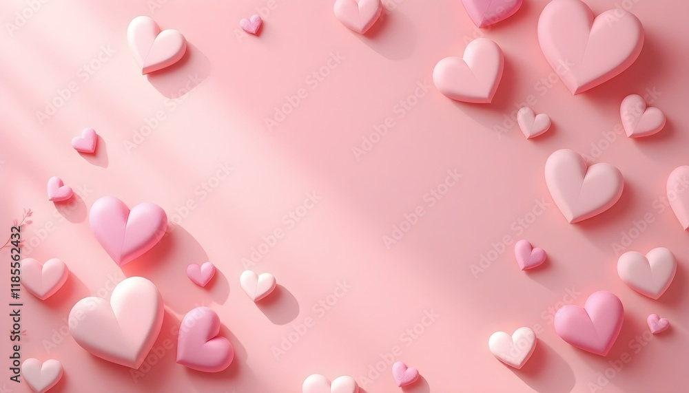 Paper elements in shape of heart flying on pink background. Symbols of love for happy Valentine's day, birthday greeting card design. Paper cut hearts with white clouds. Valentines hearts postcard Paper elements in shape of heart flying on pink background. Symbols of love for happy Valentine's day, birthday greeting card design. Paper cut hearts with white clouds. Valentines hearts postcard