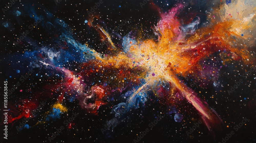 Cosmic Nebula Explosion A Vivid Abstract Painting of a Celestial Event Cosmic Nebula Explosion A Vivid Abstract Painting of a Celestial Event