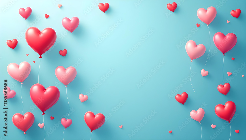 Valentine's Day background with heart shaped balloons. Banners, wallpaper, flyers, invitations. A Valentine's Day greeting card with red balloons in the shape of a heart on a pink background Valentine's Day background with heart shaped balloons. Banners, wallpaper, flyers, invitations. A Valentine's Day greeting card with red balloons in the shape of a heart on a pink background