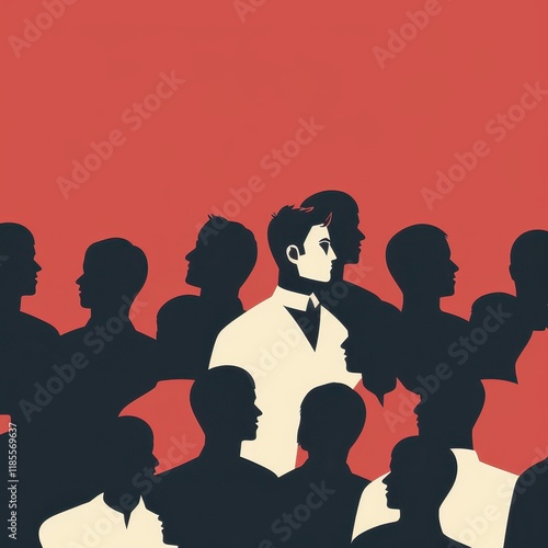 Crowd of Job Seekers in a Minimalist Style Design