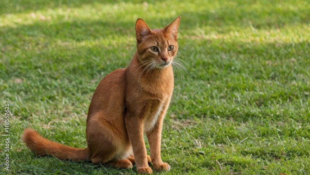 Sorrel abyssinian cat in the park Sorrel abyssinian cat in the park