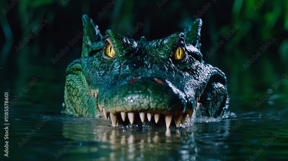 Fototapeta premium Powerful Hybrid Creature of Crocodile and Wolf Design