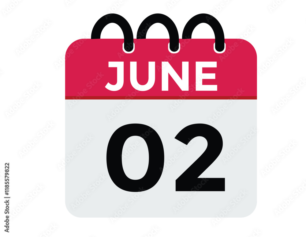 Fototapeta premium 2 June - daily calendar Icon 