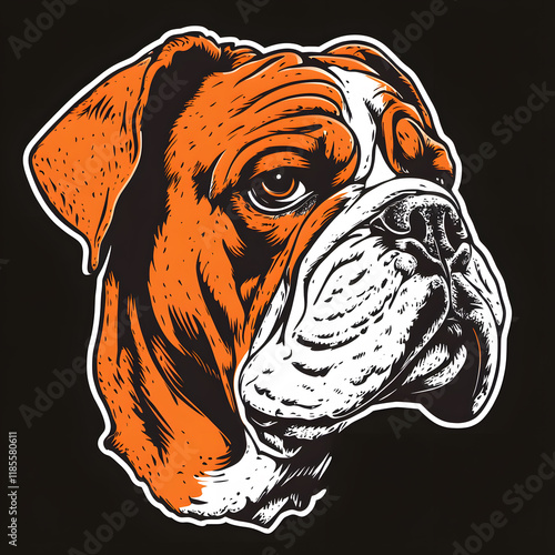 Engraved style illustration of a Bulldog head. Perfect for t shirts, logos, and more. photo