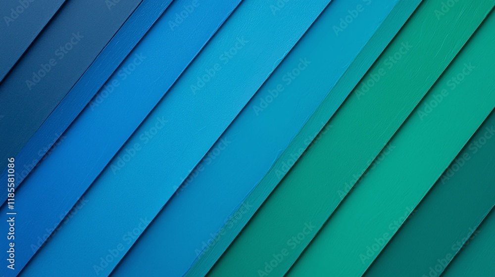 Obraz premium Colorful layers of blue and green abstract design digital art modern aesthetic minimalist style close-up view