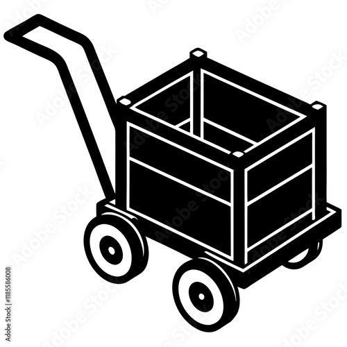  rolling tool cart silhouette vector illustration