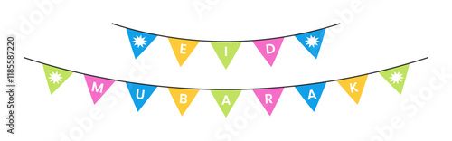 eid mubarak ramadan flag bunting hanging garland illustration