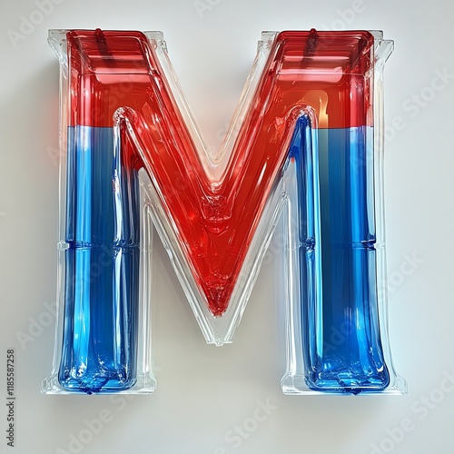 Colorful inflated letter M on a white isolated background. photo