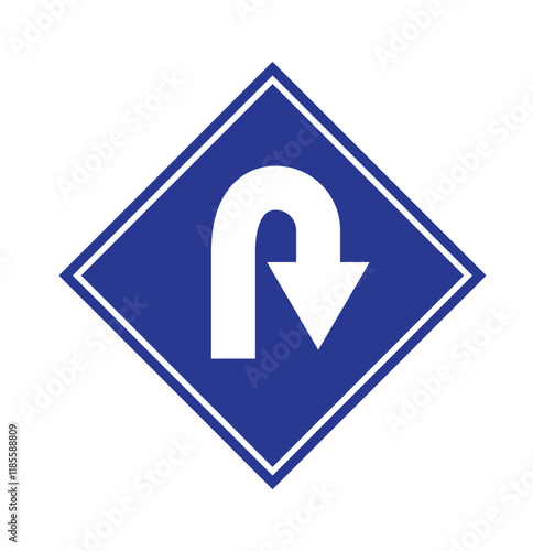 Go U T urn, right turn, left turn traffic road sign icon vector design. Black,Yellow,Blue,Red,White color U Turn Variety.