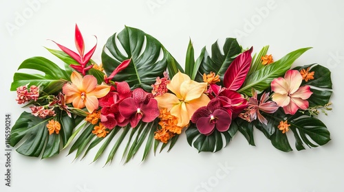 Vibrant Tropical Floral Arrangement: A Lush, Exotic Botanical Design