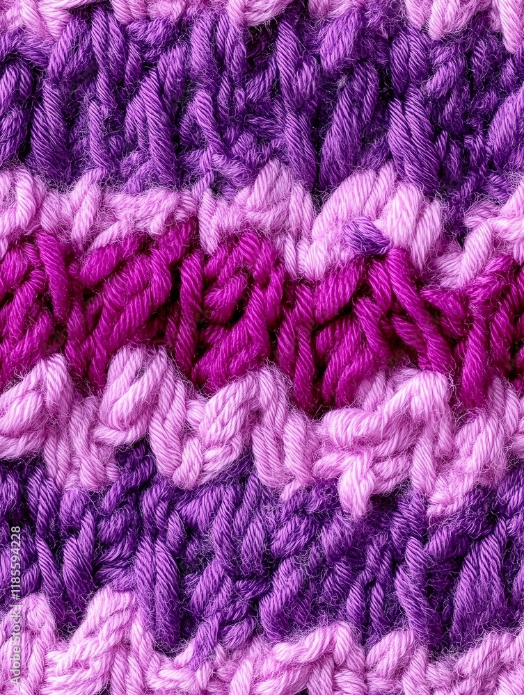 Close-up of colorful knitted texture in shades of purple and pink Close-up of colorful knitted texture in shades of purple and pink