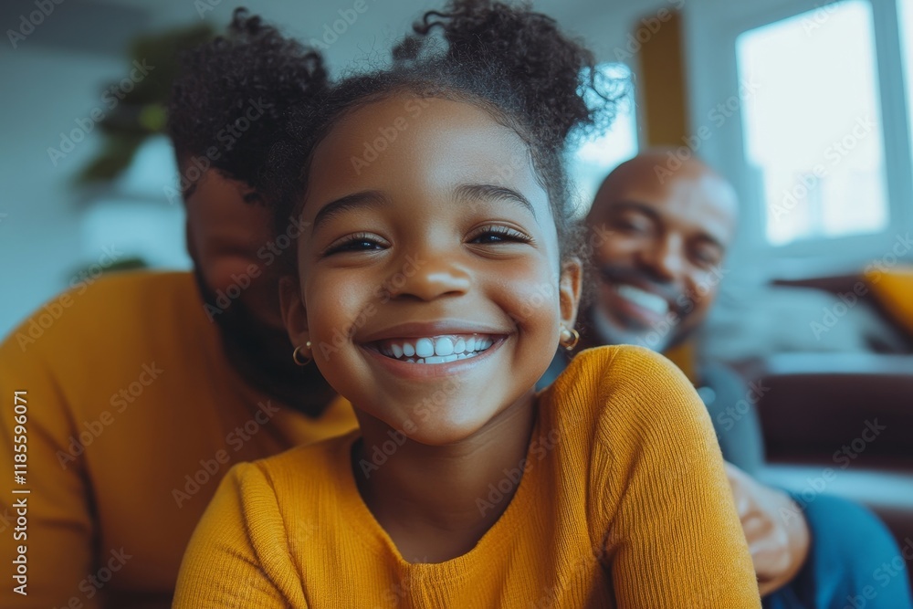 Happy daughter having fun with her parents while relocating in new apartment. Generative AI Happy daughter having fun with her parents while relocating in new apartment. Generative AI