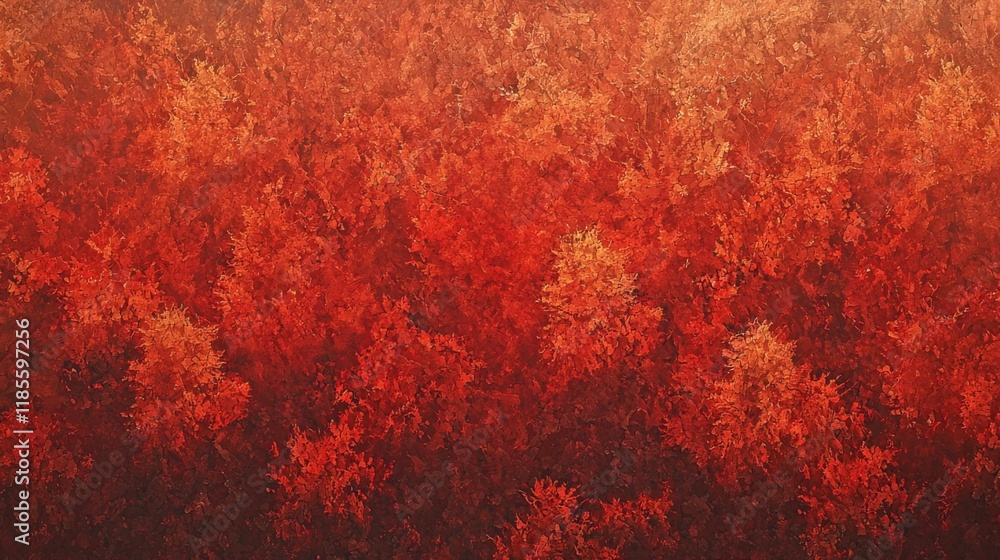 Abstract Fiery Red and Orange Texture Background Intense Autumnal Hues Painterly Brushstrokes