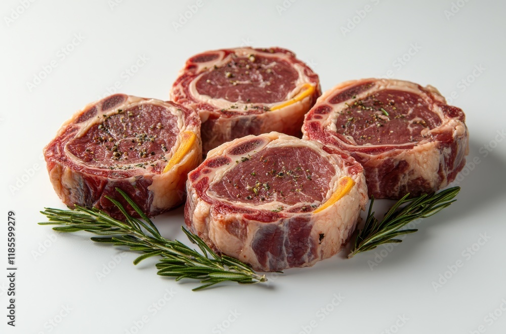 Fresh and Juicy Ribeye Steaks with Rosemary Garnish Ready for Grilling, Showcasing Rich Marbling and Premium Quality for Culinary Excellence Fresh and Juicy Ribeye Steaks with Rosemary Garnish Ready for Grilling, Showcasing Rich Marbling and Premium Quality for Culinary Excellence