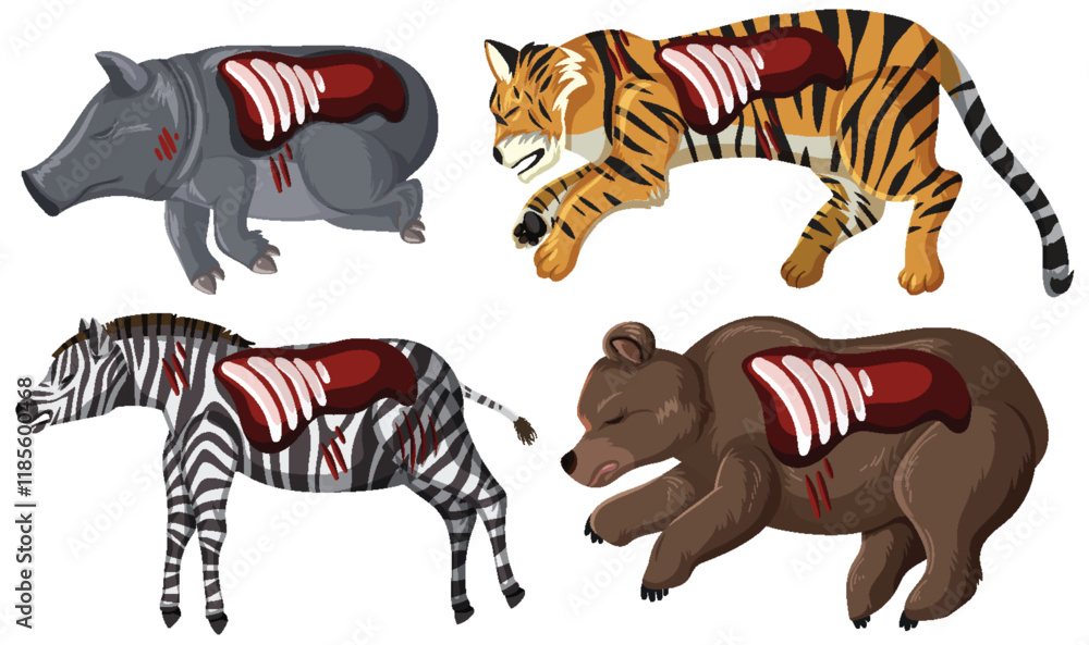 Obraz premium Biodiversity and Animal Anatomy Illustration