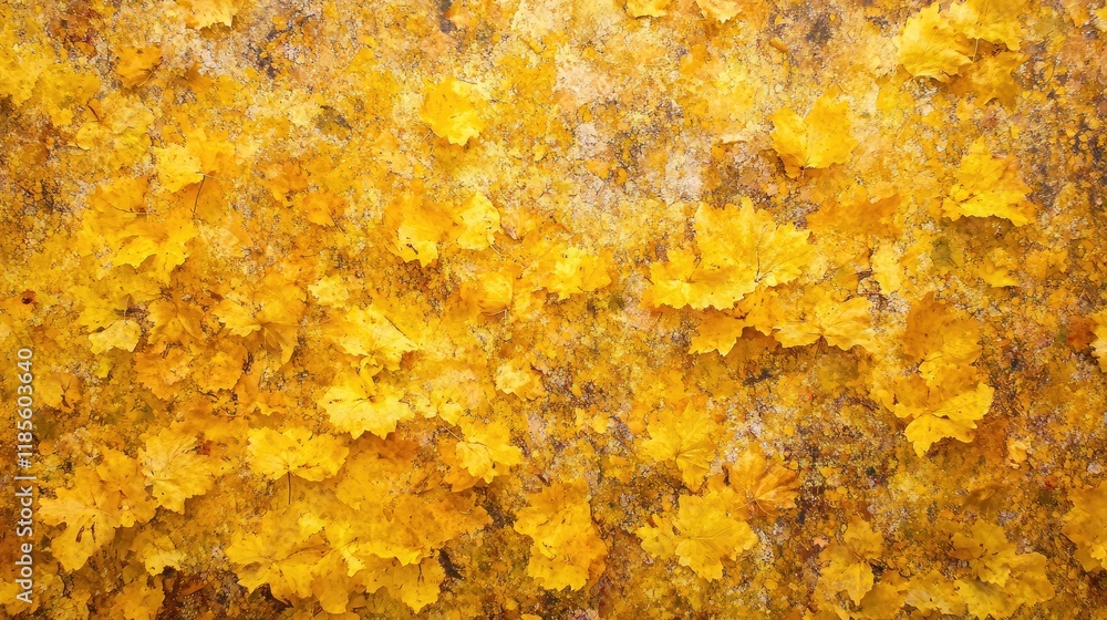 Golden yellow autumn maple leaves creating a vibrant natural carpet in a seasonal landscape background Golden yellow autumn maple leaves creating a vibrant natural carpet in a seasonal landscape background