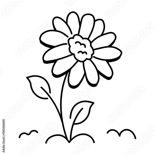 Aster flower icon in drawing style 

