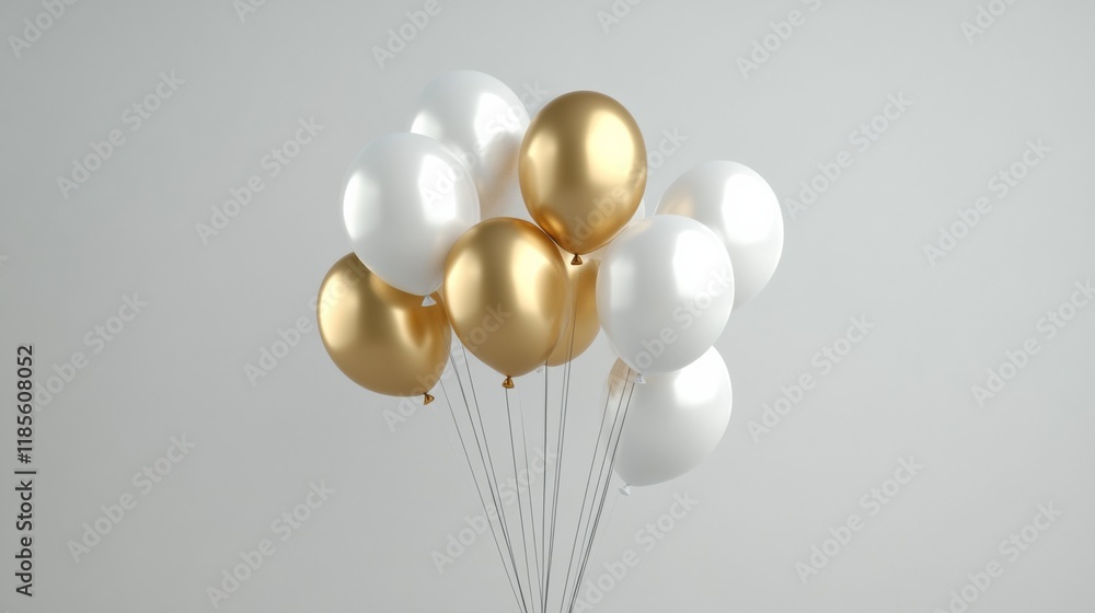 The cluster balloons. The cluster includes several balloons in gold and white, and some small, round balloons in a similar shade. The cluster balloons. The cluster includes several balloons in gold and white, and some small, round balloons in a similar shade.