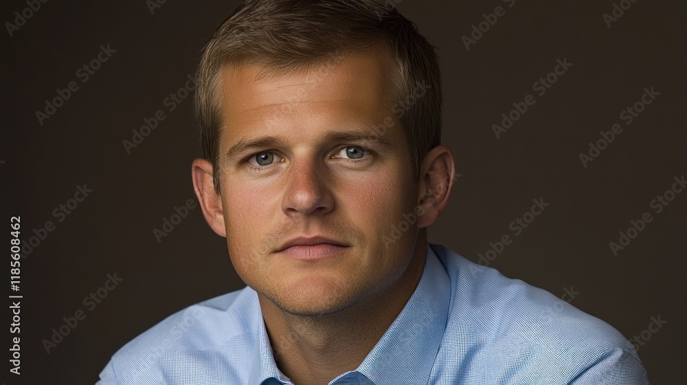 Portrait of a Freckled Man with Blue Eyes and Short Hair Portrait of a Freckled Man with Blue Eyes and Short Hair