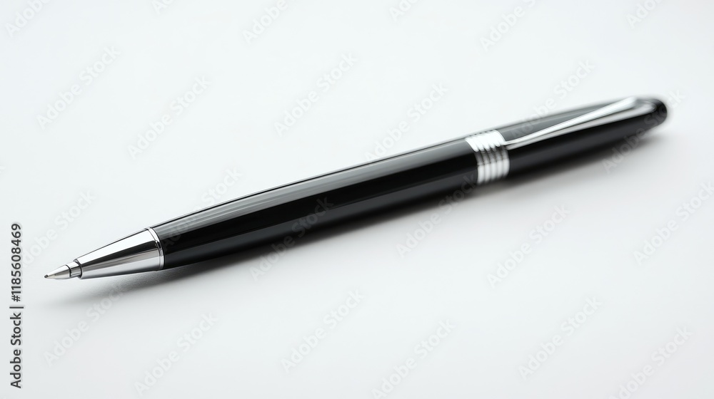 Elegant Black Pen on Clean White Background for Professional Writing and Office Use Elegant Black Pen on Clean White Background for Professional Writing and Office Use