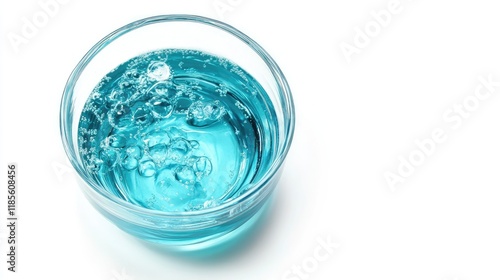Hand Sanitizer Gel in Clear Glass Bowl With Bubbles on White Surface for Hygienic and Health Promotion Concepts
