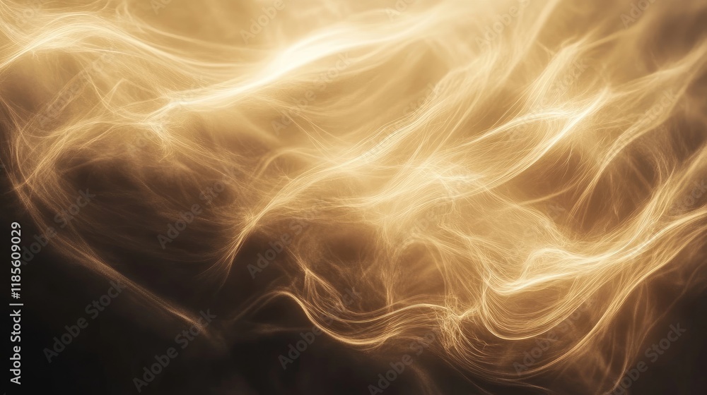 Naklejka premium Golden Light Abstract Motion Background with Flowing Soft Waves and Ethereal Texture for Design and Visual Effects Projects