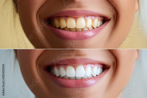 Before and after shots of teeth whitening results photo