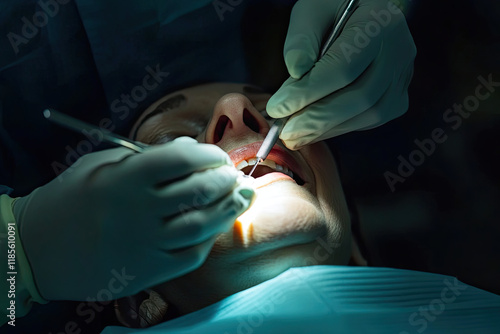 Senior patient receiving professional dental care photo