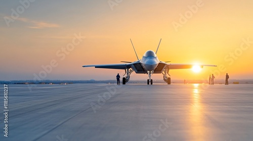 Wallpaper Mural F-22 Aircraft at sunset on runway Torontodigital.ca