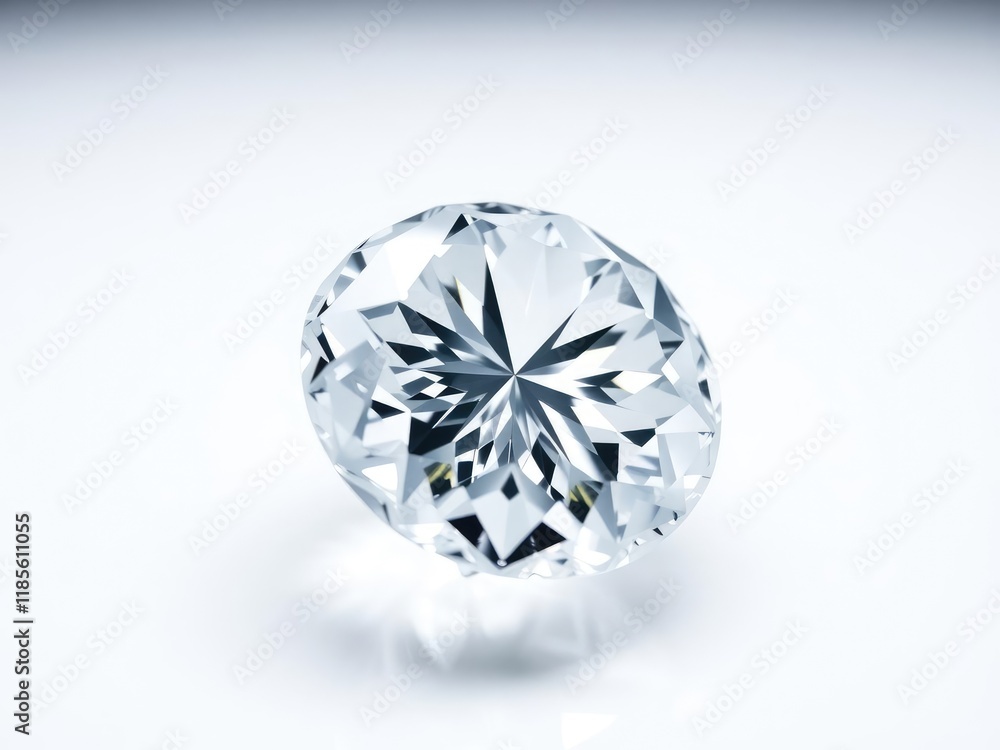 A detailed image of a diamond crystal on a white surface, showcasing the intricate facets and reflecting light, geometric pattern, geometry A detailed image of a diamond crystal on a white surface, showcasing the intricate facets and reflecting light, geometric pattern, geometry