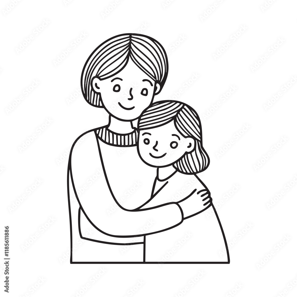 A grandmother hugging her grandchild with a big smile A grandmother hugging her grandchild with a big smile