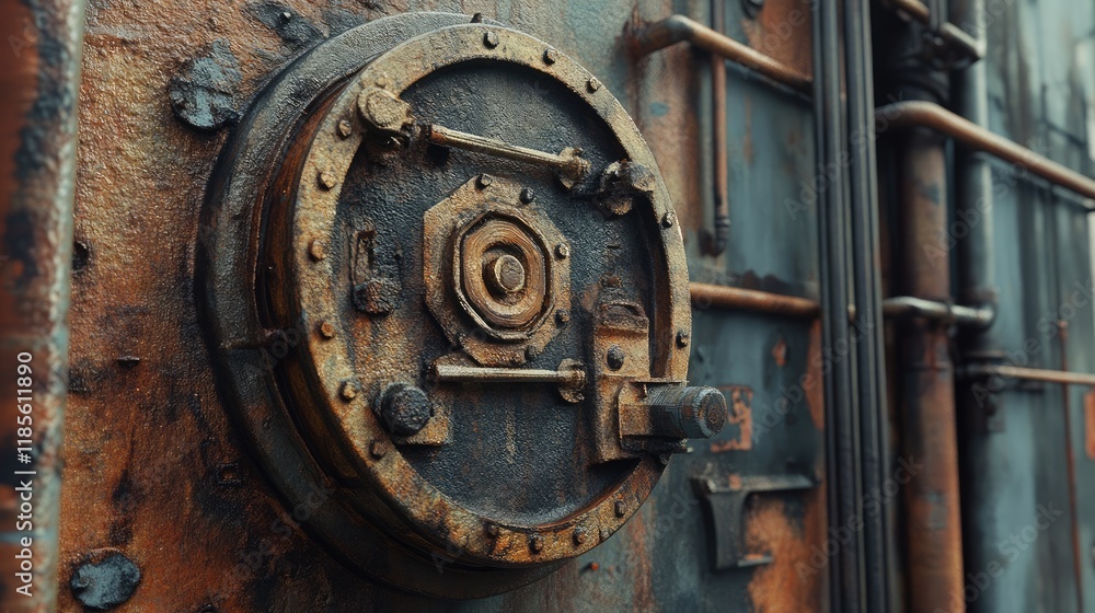 Rusty industrial machinery details showcasing aged metal textures and antique design elements in a vintage industrial setting. Rusty industrial machinery details showcasing aged metal textures and antique design elements in a vintage industrial setting.
