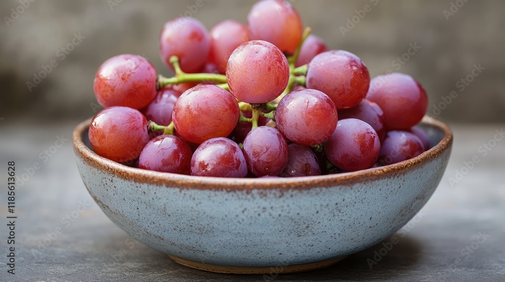 Fresh red grapes in a rustic bowl showcasing vibrant colors and natural textures perfect for healthy food concepts and culinary themes Fresh red grapes in a rustic bowl showcasing vibrant colors and natural textures perfect for healthy food concepts and culinary themes