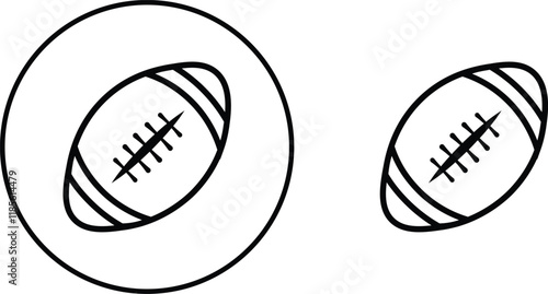 Rugby ball icon set. line and flat glyph version, outline and filled vector sign. American football ball linear and full pictogram. Symbol, logo style collection isolated on transparent background.
