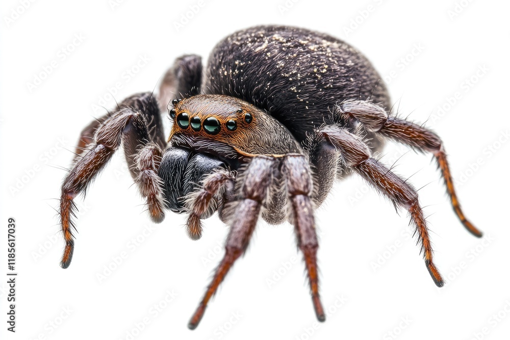 Brown Spider Isolated on White Background: Closeup of Steatoda Bipunctata, the Common False Widow Arachnid Brown Spider Isolated on White Background: Closeup of Steatoda Bipunctata, the Common False Widow Arachnid