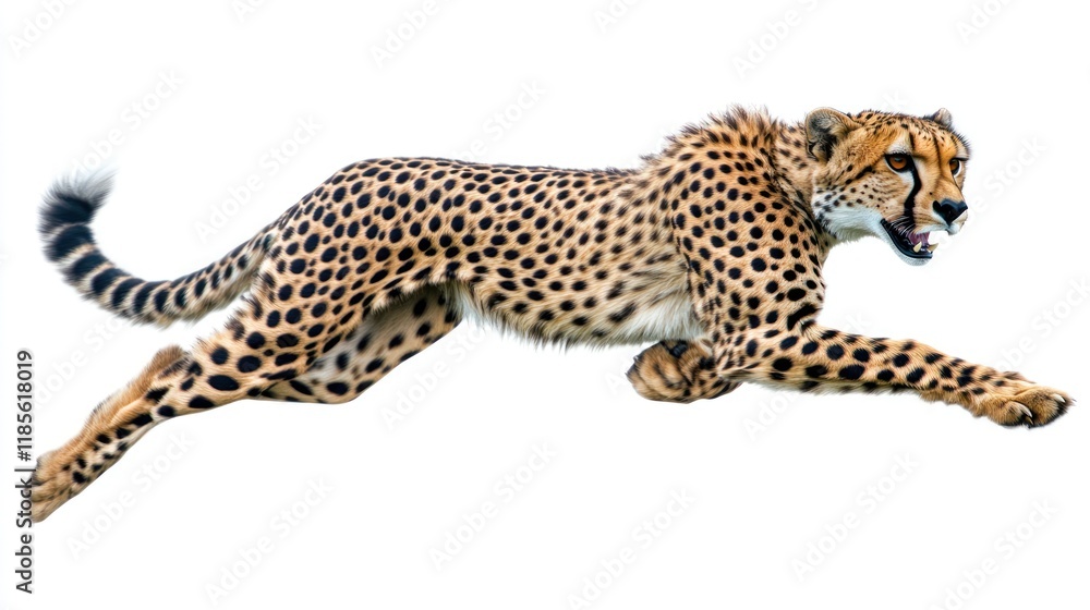 Fototapeta premium Powerful Cheetah in Full Stride, Dynamic Wildlife Action Shot