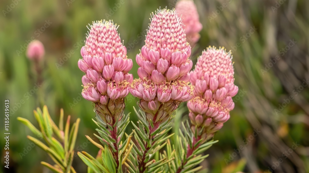 Rare pink flowers of unique species with soft focus natural background showcasing vibrant flora in its natural habitat. Rare pink flowers of unique species with soft focus natural background showcasing vibrant flora in its natural habitat.