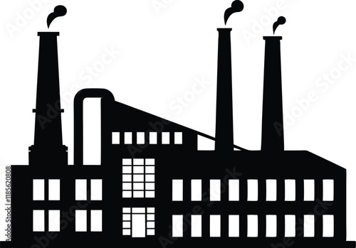 Factory building silhouette vector, Factory vector icon