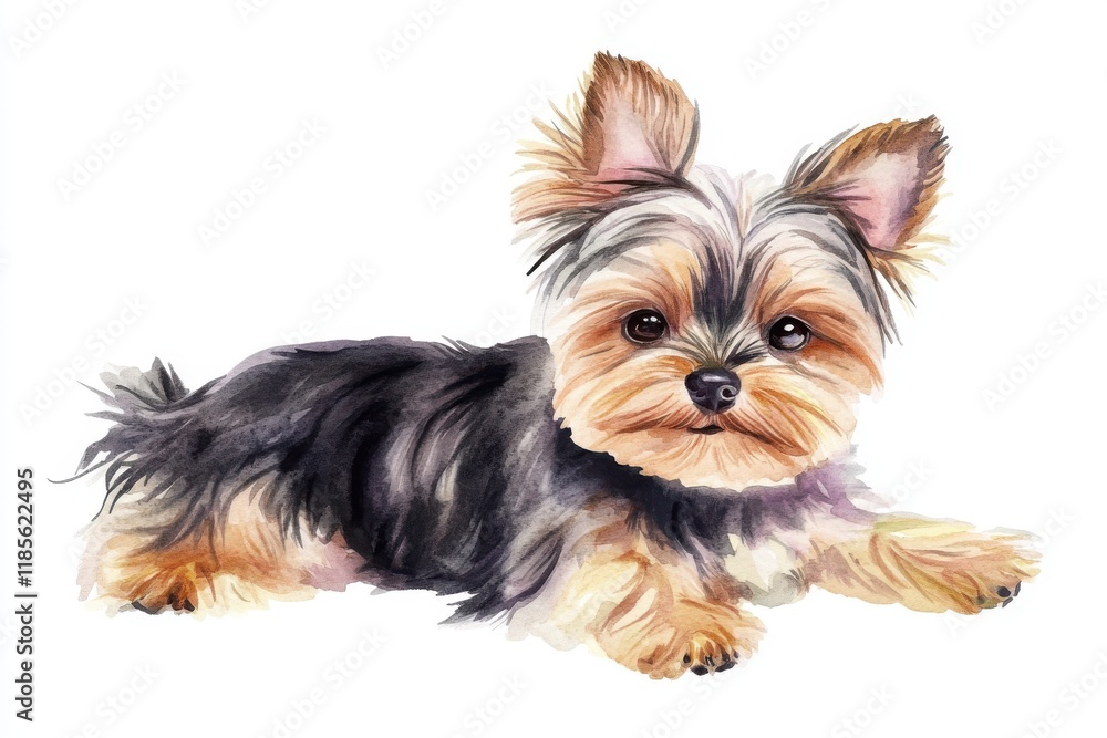 A charming illustration of a Yorkshire Terrier dog, showcasing its playful demeanor and beautiful fur detail. A charming illustration of a Yorkshire Terrier dog, showcasing its playful demeanor and beautiful fur detail.