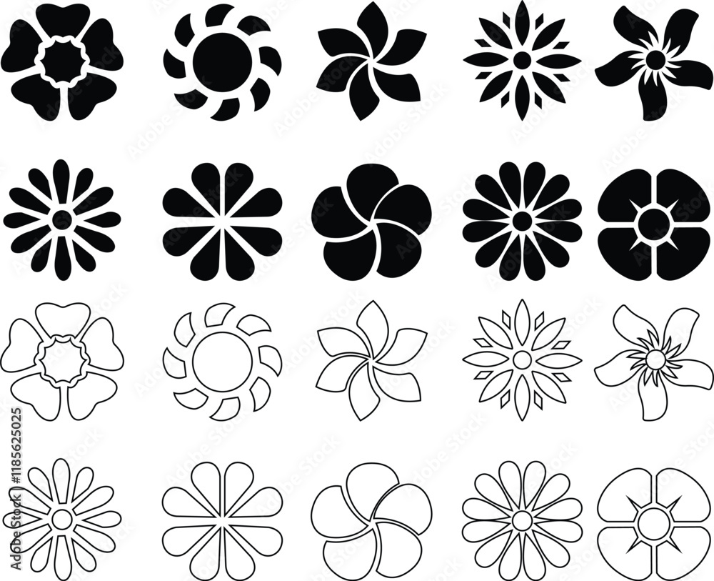 Flower icon set isolated on transparent background. simple icon. Flowers in modern simple. Cute round flower plant nature, Black color shape icon, hand drawn wreaths. Cute doodle floral wreath frame. Flower icon set isolated on transparent background. simple icon. Flowers in modern simple. Cute round flower plant nature, Black color shape icon, hand drawn wreaths. Cute doodle floral wreath frame.