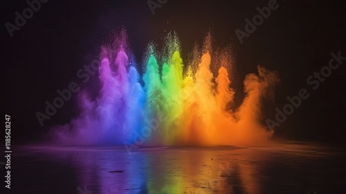 Vibrant Colorful Powder Burst Creating a Stunning Rainbow Effect on a Dark Background