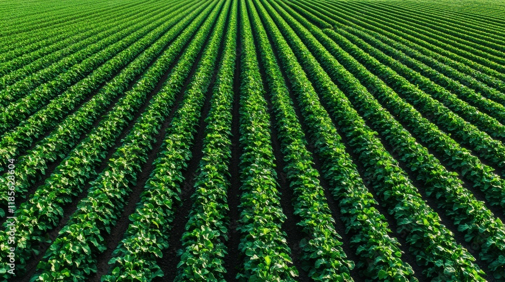 Lush Green Rows of Crops in a Vibrant Agricultural Field Landscape Lush Green Rows of Crops in a Vibrant Agricultural Field Landscape