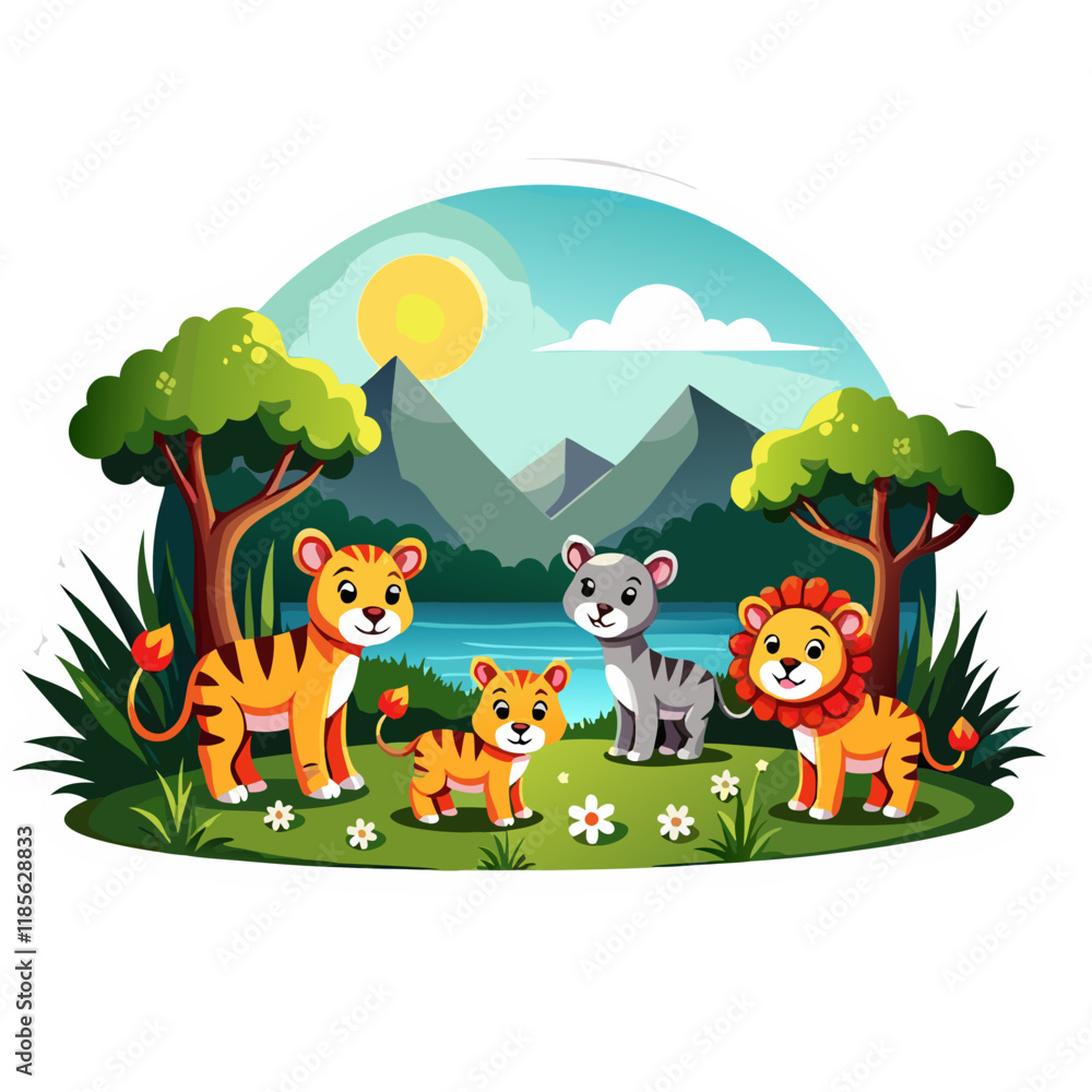 Naklejka premium animals in the forest