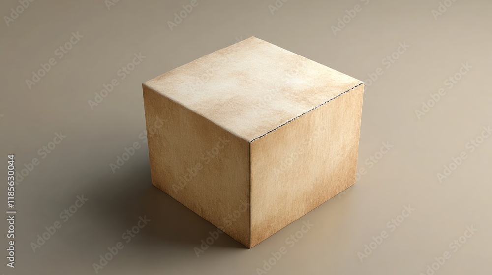 Cardboard package box with a textured surface on a neutral background for packaging and shipping concepts Cardboard package box with a textured surface on a neutral background for packaging and shipping concepts