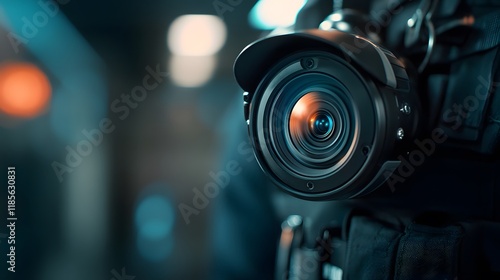 Closeup View Of A Professional Video Camera Lens